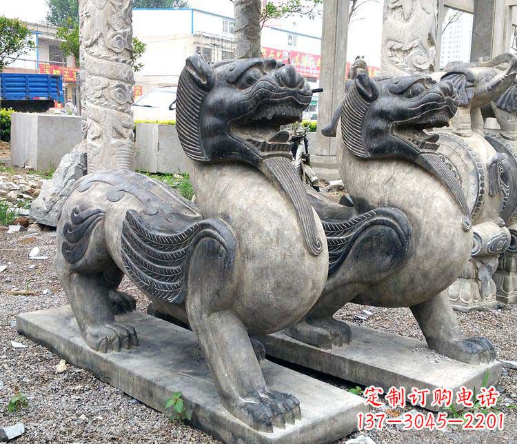 信阳工艺精湛的仿古貔貅门口招财石雕