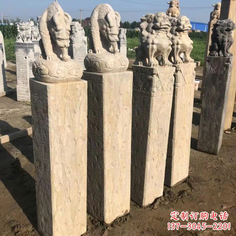 信阳仿古麒麟貔貅马柱雕塑