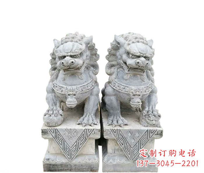 信阳仿古瑞兽狮子石雕 (2)