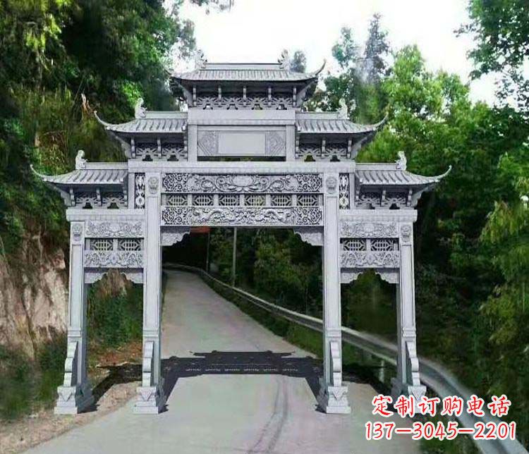 信阳仿古三门牌坊石雕