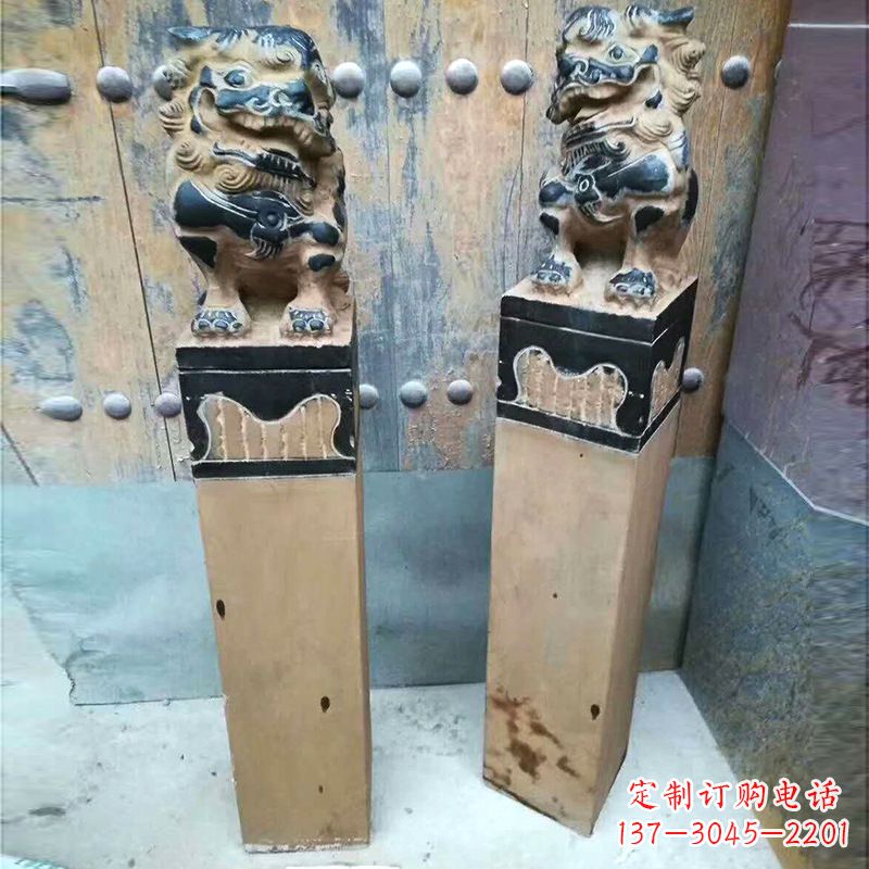 信阳精美狮子雕塑 拴马桩
