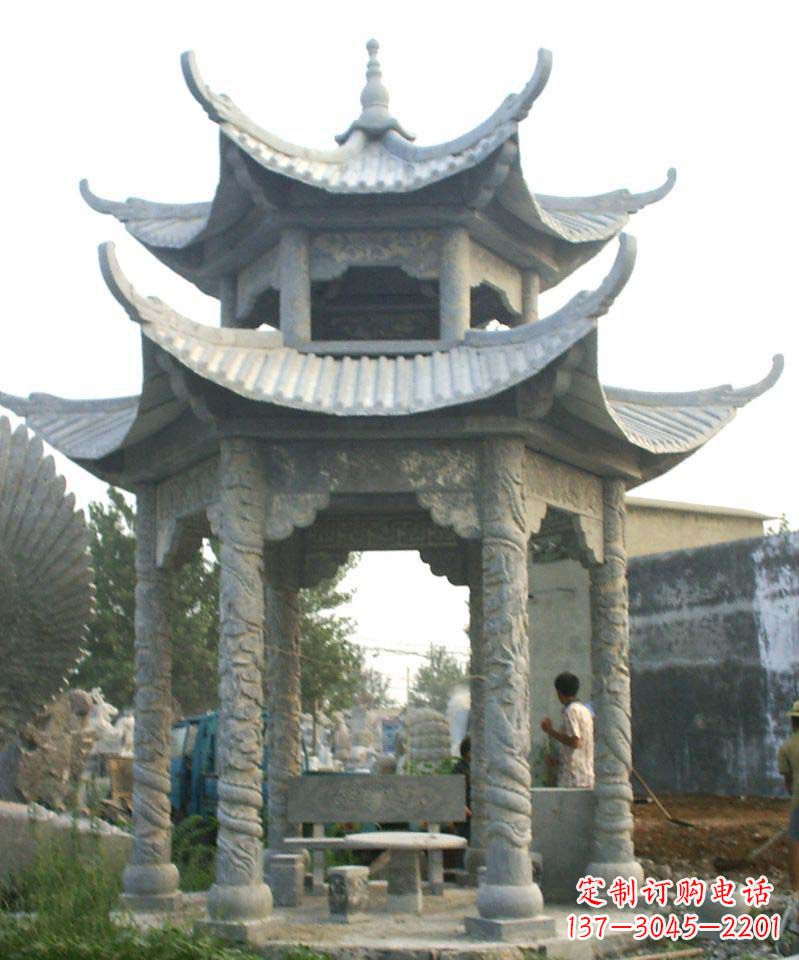 信阳传统工艺石雕凉亭，精美细致，给你温馨家园