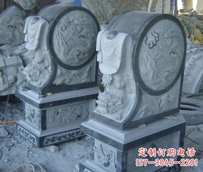 信阳仿古石门墩招财抱鼓石雕塑