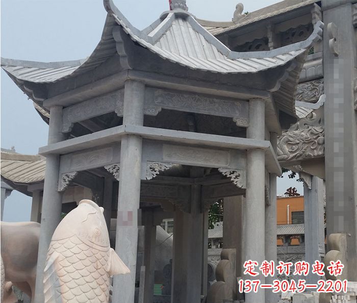 信阳精美仿古双层石雕凉亭