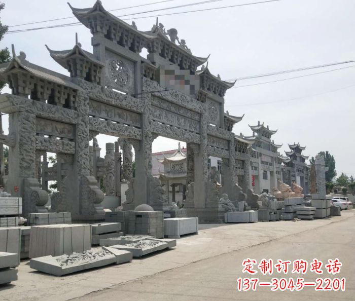 信阳仿古五门石雕牌坊