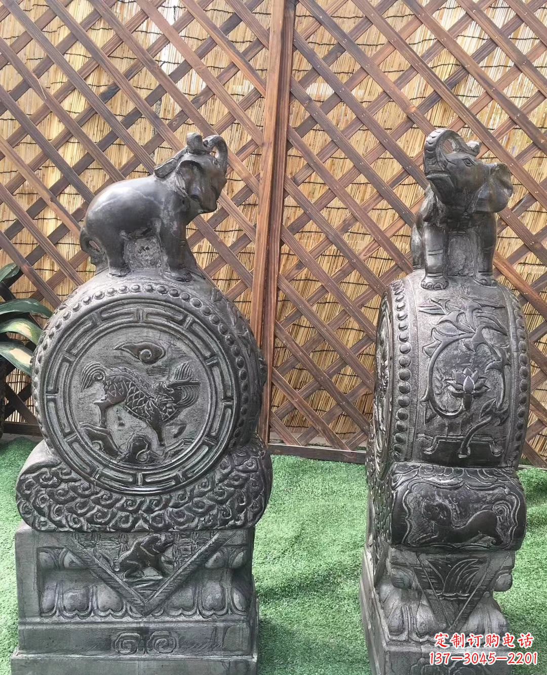 信阳仿古小象抱鼔石