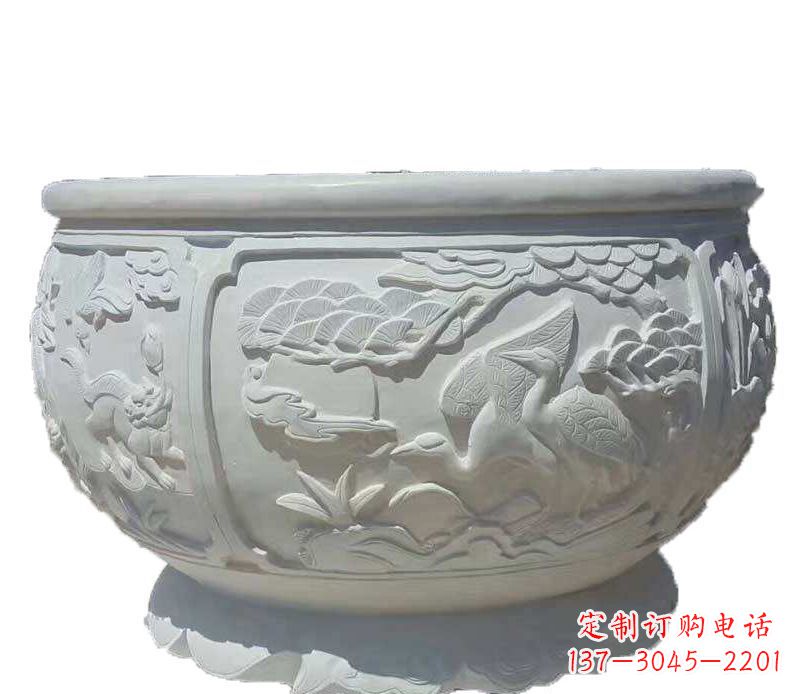 信阳精美仿古鱼缸石雕花盆雕塑