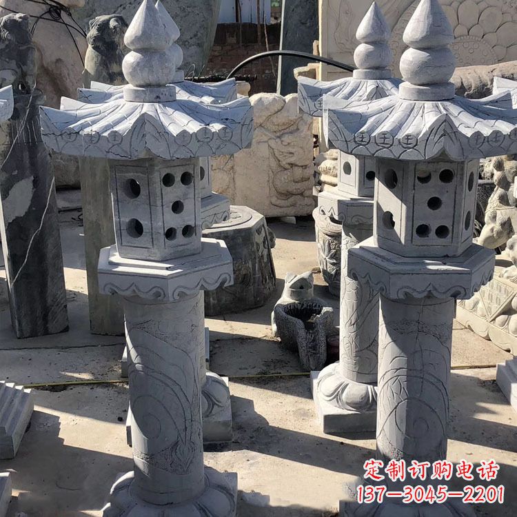 信阳中式仿古青石灯笼雕塑