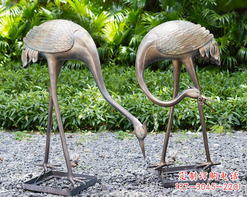 信阳传统文化铸造仙鹤雕塑