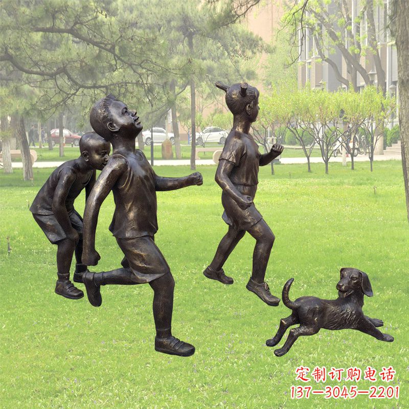 信阳仿铜跑步小孩雕塑