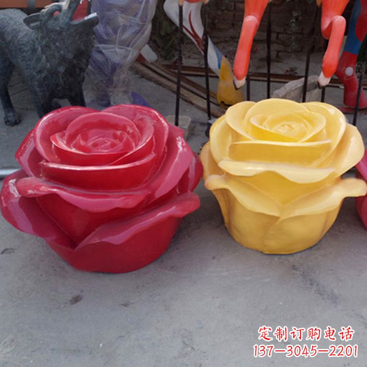 信阳精美仿真玻璃钢玫瑰雕塑