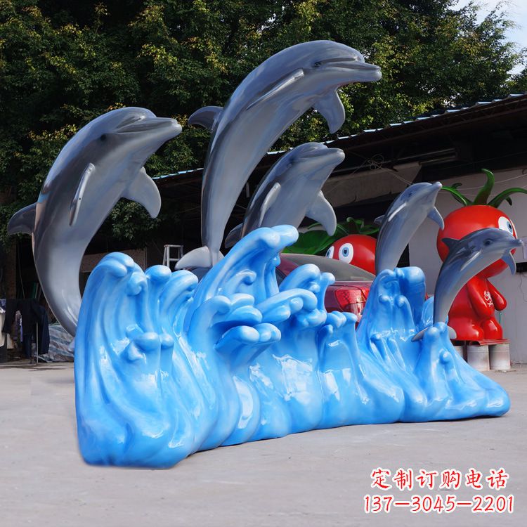 信阳艺术精美的海豚玻璃钢雕塑