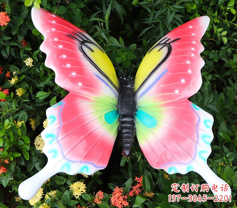 信阳仿真蝴蝶摆件花园园林彩绘动物树脂雕塑