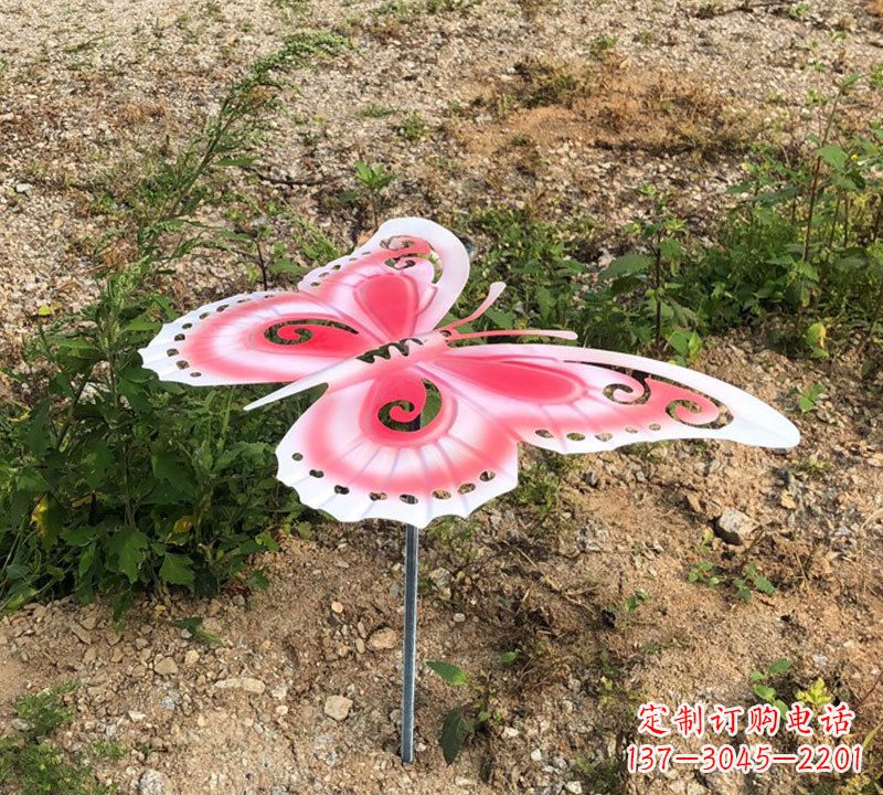 信阳粉红色不锈钢蝴蝶雕塑