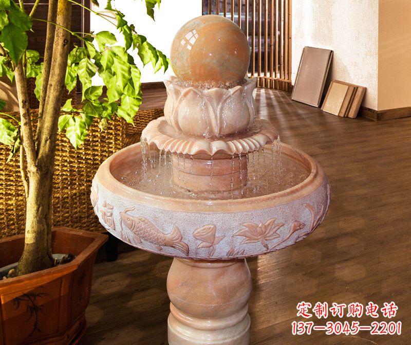 信阳浑然天成的风水球石雕