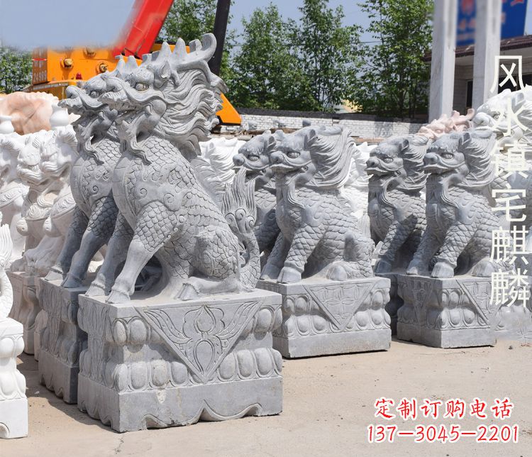 信阳精雕细琢的麒麟石雕