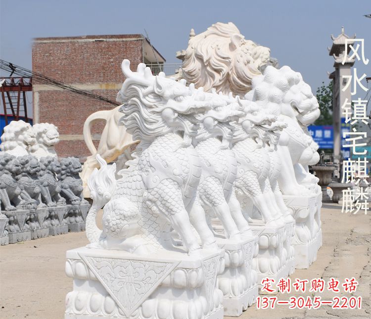 信阳精致的汉白玉雕刻麒麟