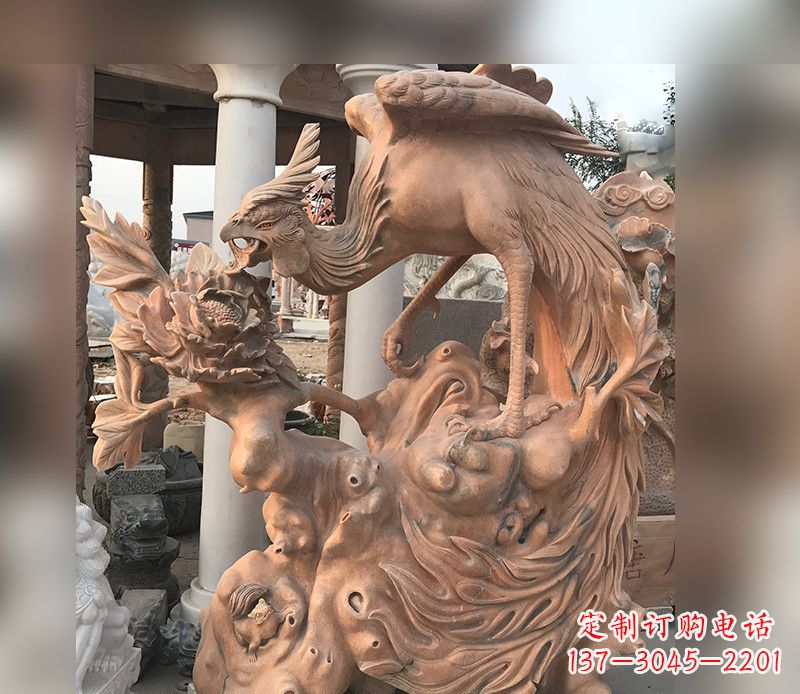 信阳凤凰牡丹石雕