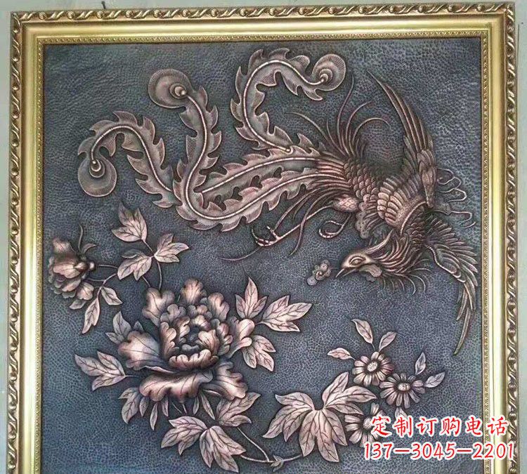 信阳凤凰牡丹铜浮雕