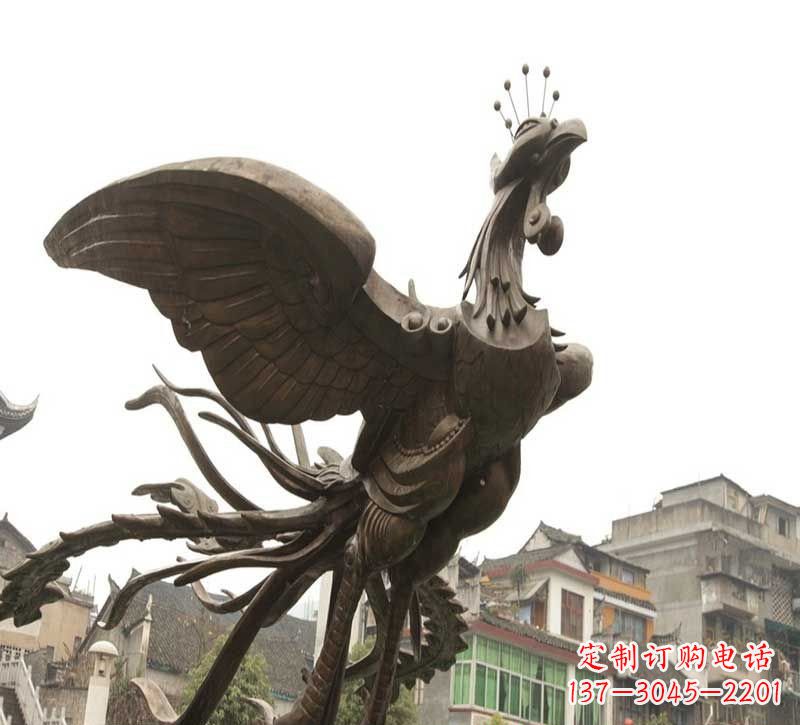 信阳凤凰展翅铜雕