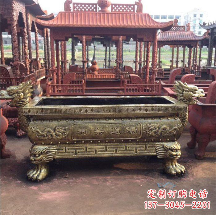 信阳精美麒麟雕塑——浮雕铜香炉