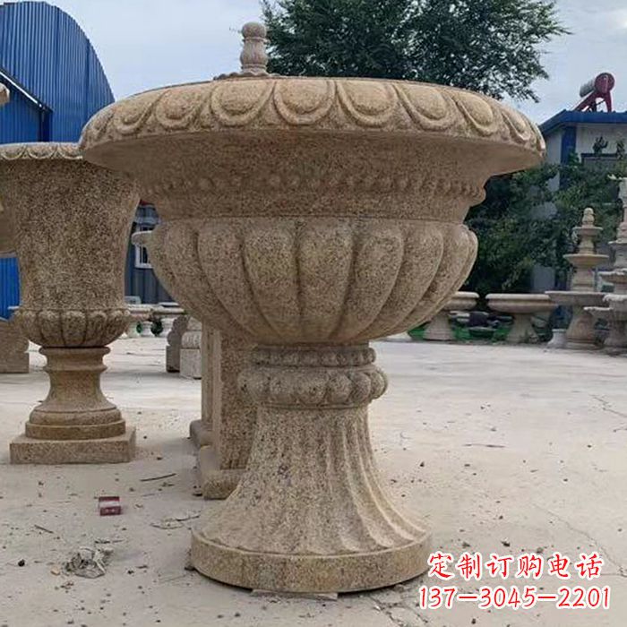信阳优雅高墩欧式石雕花盆