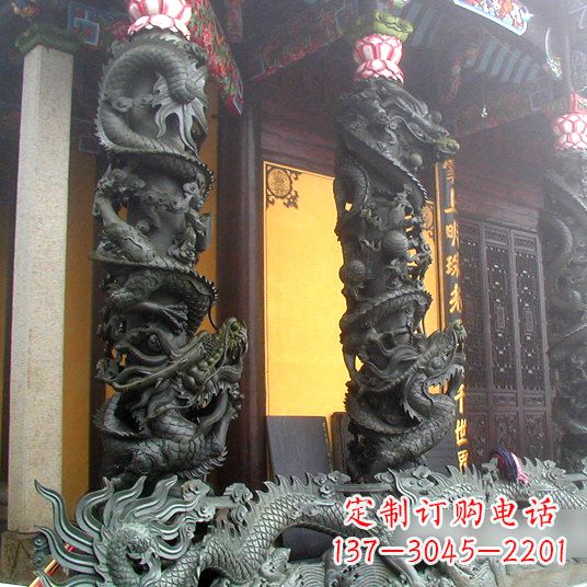 信阳高浮雕龙柱铜雕塑