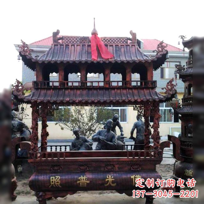 信阳古典风格三足铜香炉定制雕塑