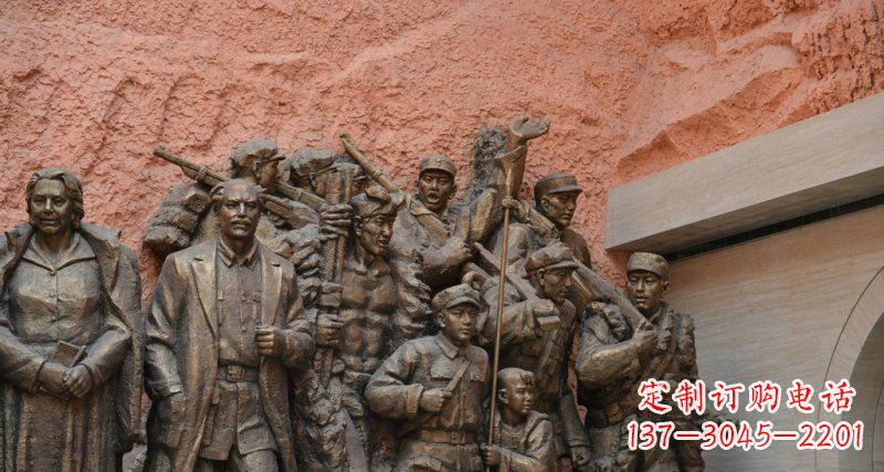信阳公园白求恩与八路军景观铜雕