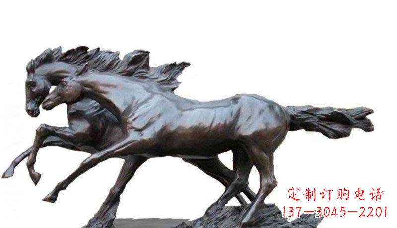 信阳精工制作的两匹马动物铜雕