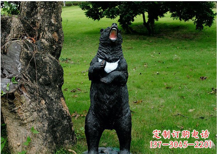 信阳公园风情玻璃钢仿真黑熊雕塑
