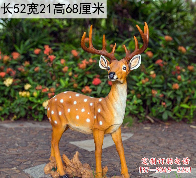 信阳精美制作玻璃钢仿真梅花鹿雕塑
