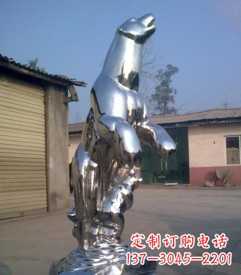 信阳公园不锈钢抽象北极熊动物雕塑