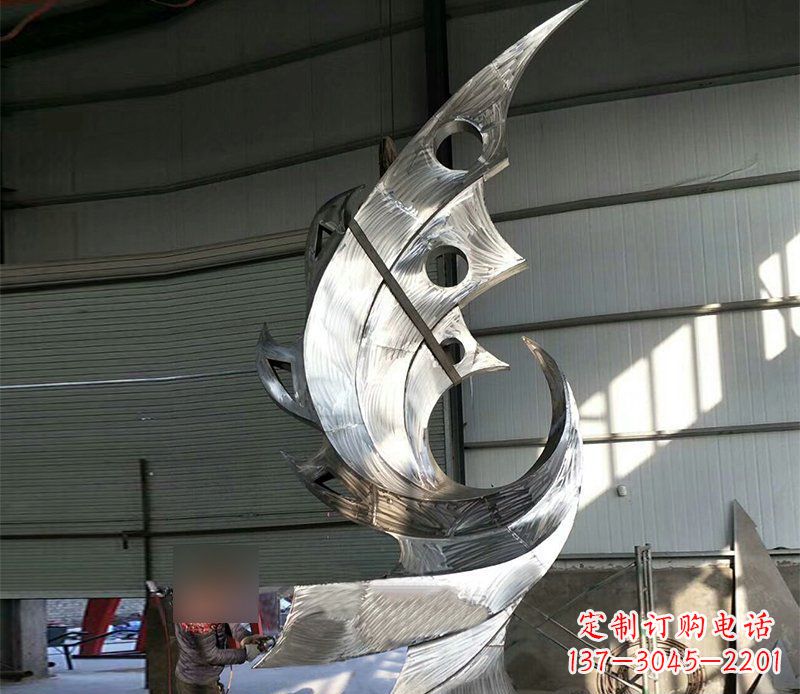 信阳公园不锈钢抽象凤凰景观雕塑 (3)