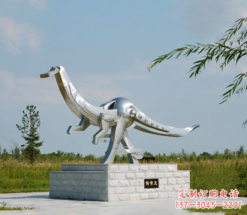 信阳特大不锈钢抽象恐龙雕塑