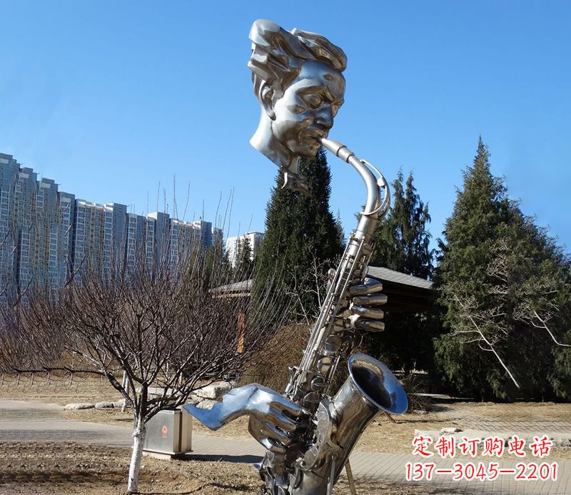 信阳纪念性不锈钢萨克斯头像雕塑