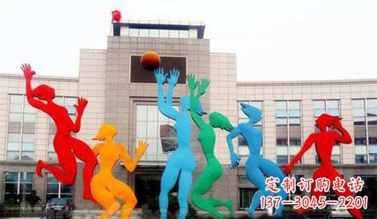 信阳激情运动的写照不锈钢女孩打篮球雕塑