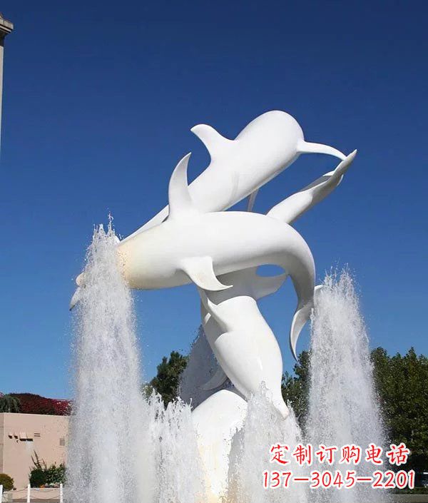 信阳完美纪念,精致的不锈钢海豚雕塑