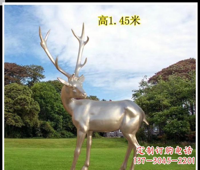 信阳高端室外不锈钢巨型动物鹿雕塑