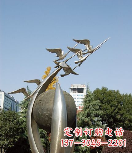 信阳唯美 大雁不锈钢雕塑