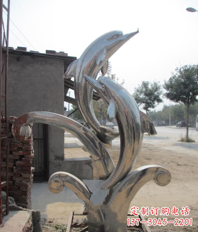 信阳倾情展示——室外可靠不锈钢海豚雕塑