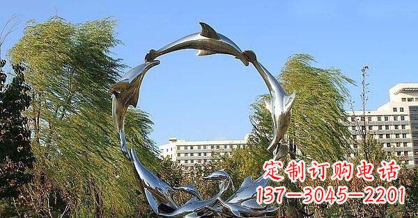信阳华丽精致的不锈钢海豚雕塑