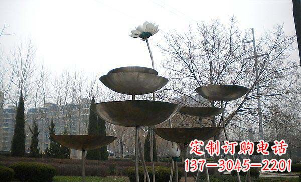 信阳中领雕塑定制不锈钢荷花景观雕塑