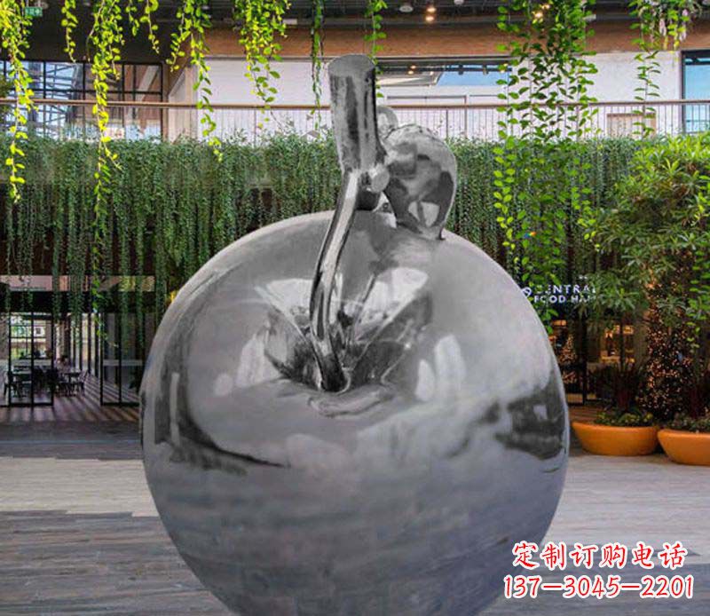 信阳公园时尚不锈钢镜面苹果雕塑