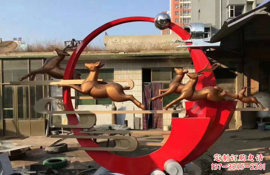 信阳高端不锈钢梅花鹿雕塑