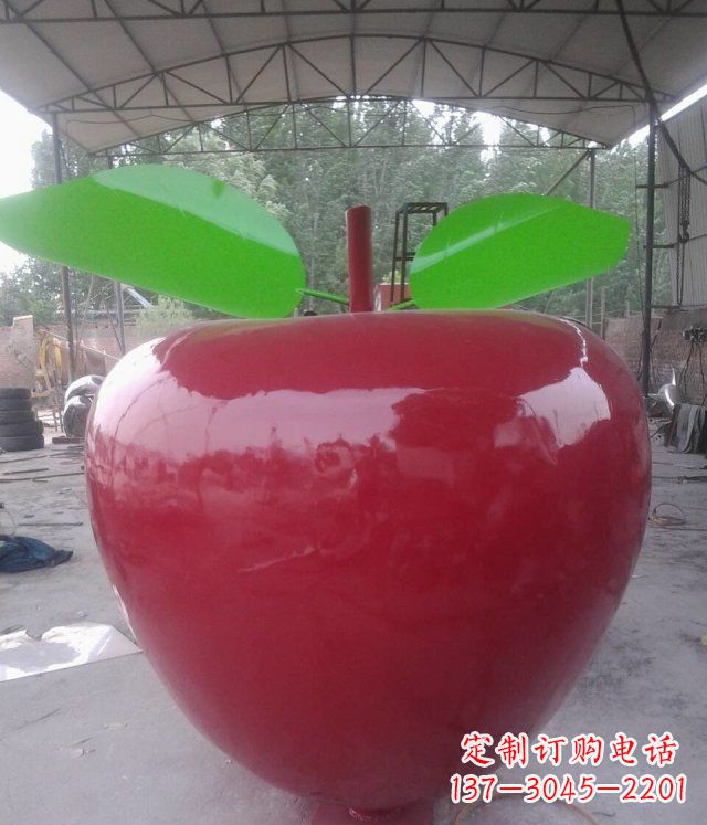 信阳黑凤凰不锈钢苹果景观雕塑