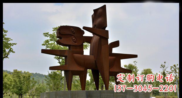 信阳不锈钢人骑老虎雕塑