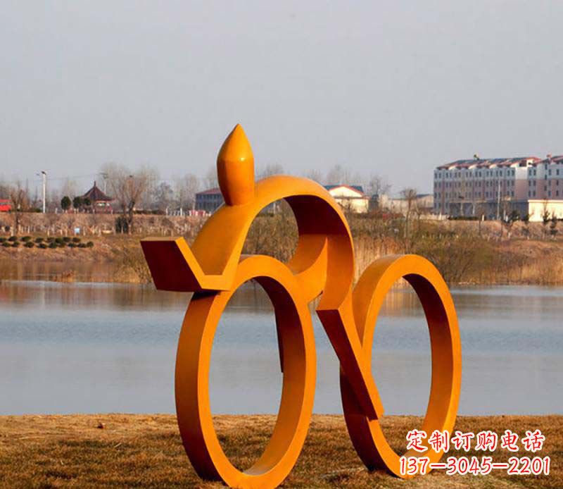信阳产品名称健康运动不锈钢骑自行车人物雕塑