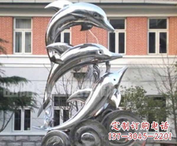 信阳跳跃海豚海浪不锈钢雕塑
