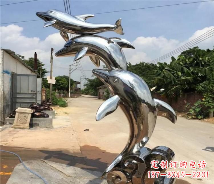 信阳冲浪海豚不锈钢雕塑